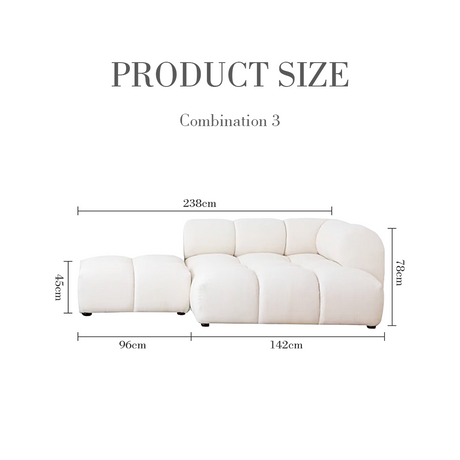 Lysander Velvet Module Three Seater Sofa, White