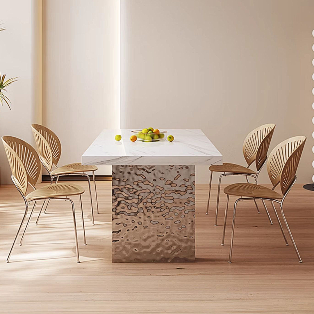 Madison Creamy Dining Table, Sintered Stone & Acrylic