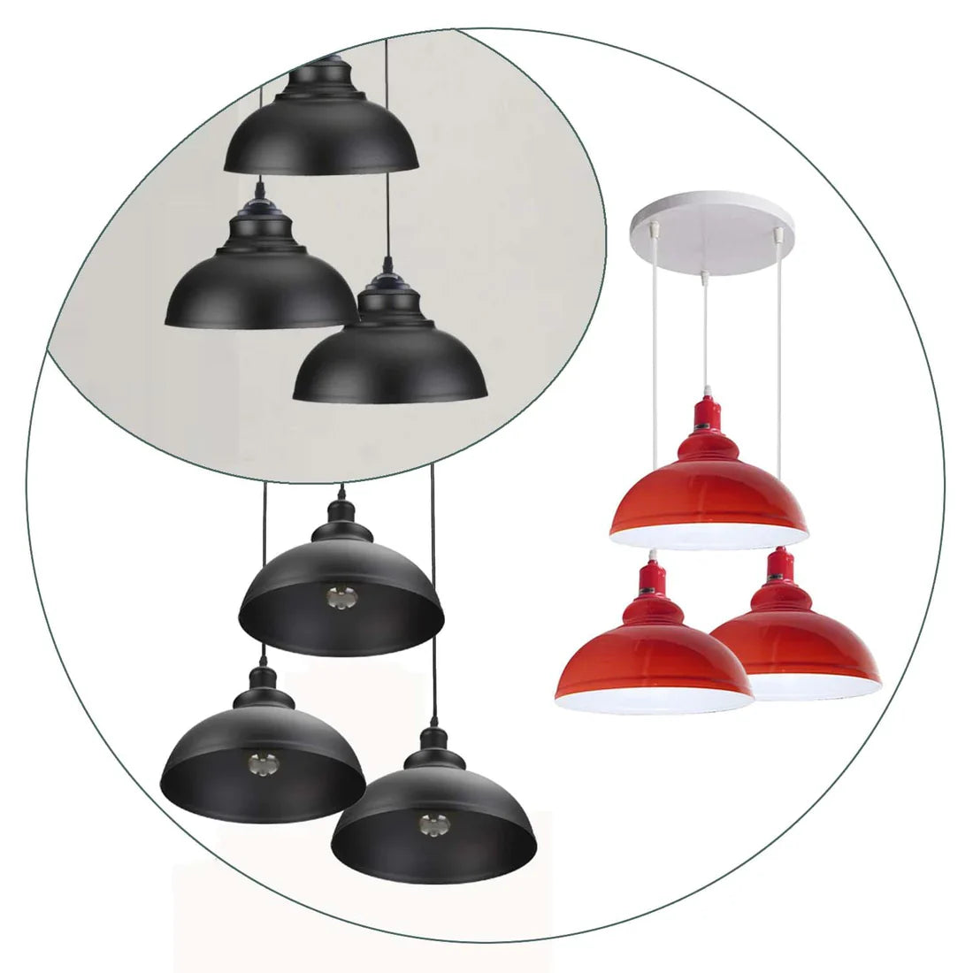 3 Ceiling lamp Pendant Cluster Light Modern Light Fitting Red/Black Lampshades~1356-1