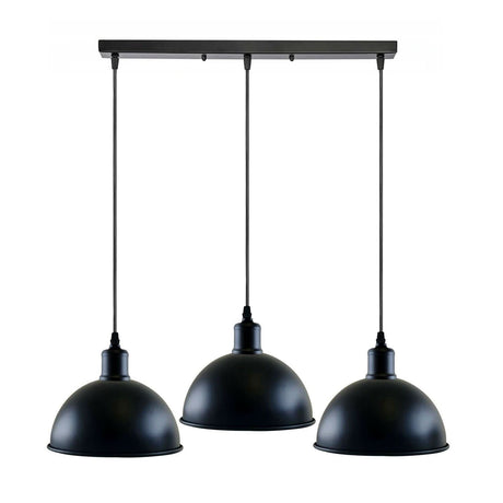 Vintage Industrial 3Head Ceiling Pendant Light Black Hanging Light Metal Dome Shape Shade Indoor Light Fitting~1242-6