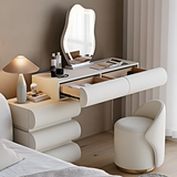 Penelope Dressing Table And Stool, With LED Mirror, Cream