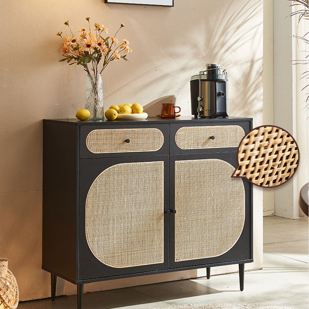 Barbary Rattan Sideboard, Black