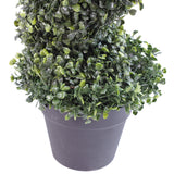 Pair of 90cm (3ft) Tall Artificial Boxwood Tower Trees Topiary Spiral Metal Top-4