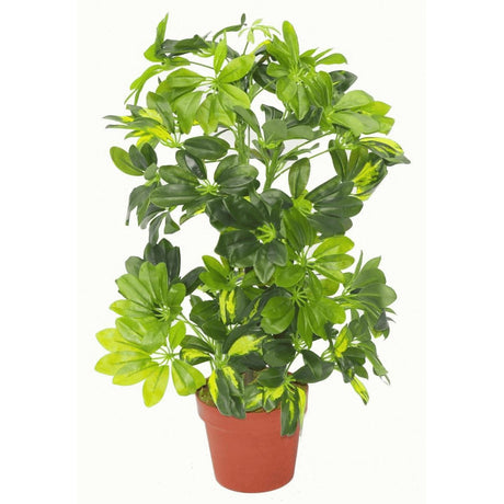 75cm Artificial Arboricola Gold Capella Plant - Copper Metal Planter-1