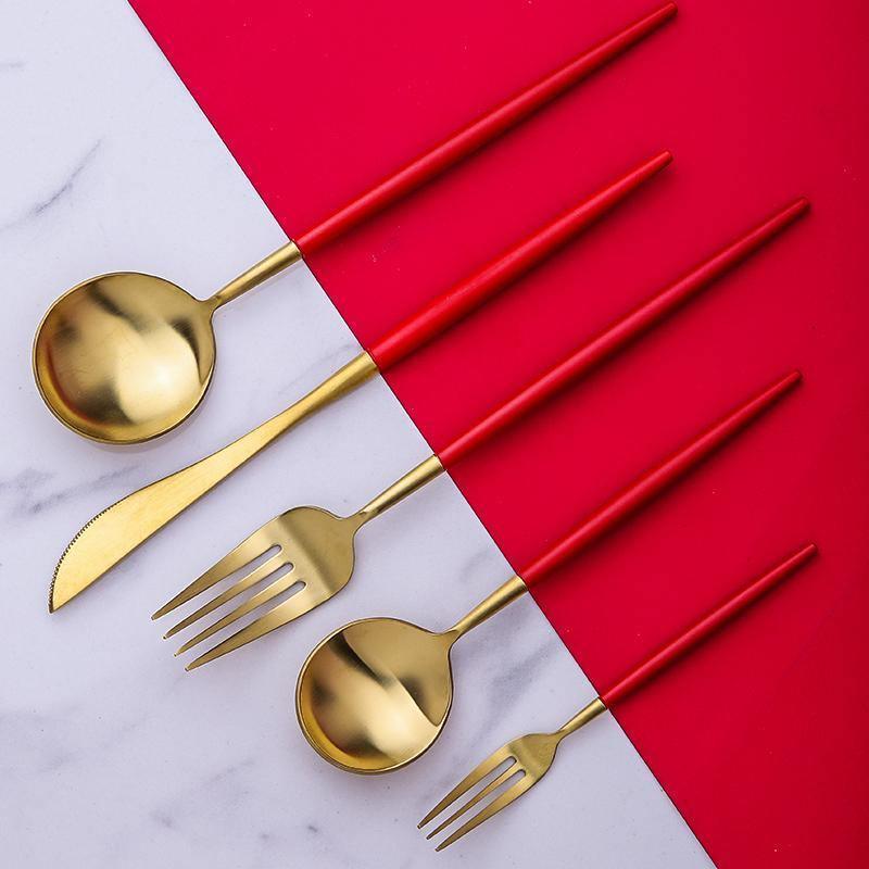 6 Piece Cutlery Set, Red | Weilai Concept