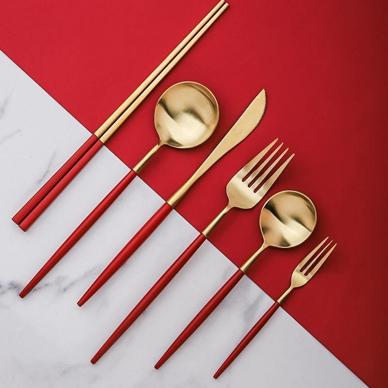 6 Piece Cutlery Set, Red | Weilai Concept