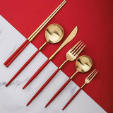 6 Piece Cutlery Set, Red | Weilai Concept