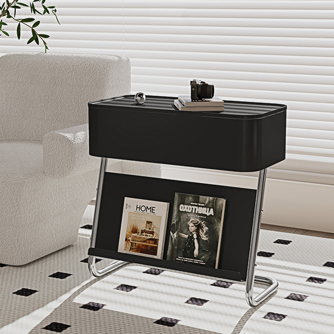 Nikolas Side Table With Storage, Black