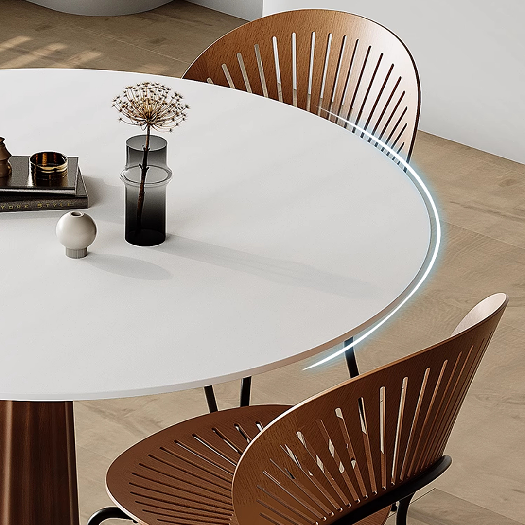 Anderson Small Round Dining Table Set, Sintered Stone & Solid Wood