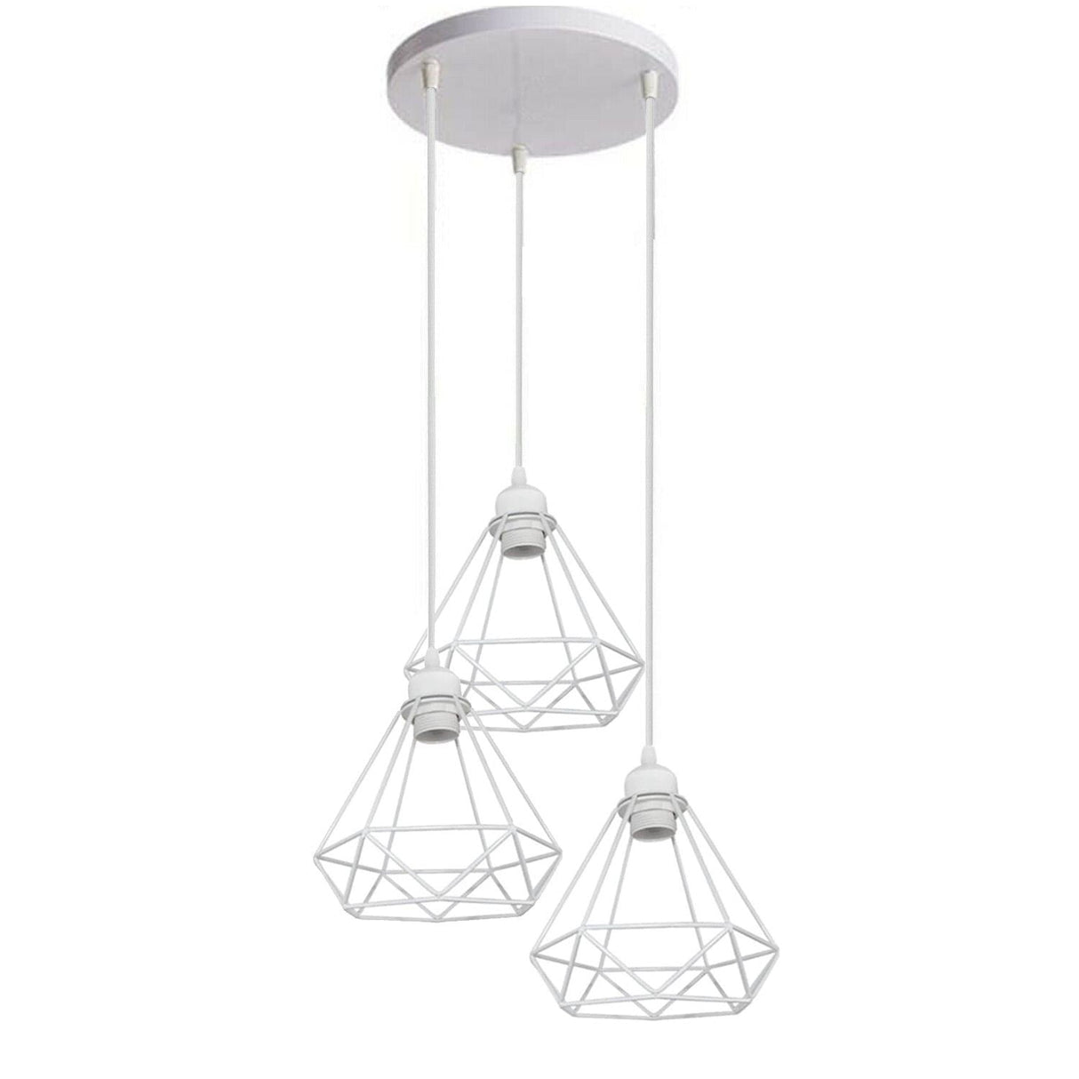 Retro Industrial White Diamond Cage Ceiling Pendant Light Hanging Indoor Lighting ~1182-9