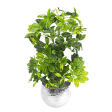 75cm Artificial Arboricola Gold Capella Plant - Silver Metal Planter-0