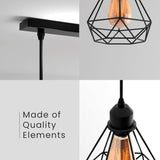 Black industrial pendant light 3 Light Way Cage Ceiling Light Fixture ~5301-3