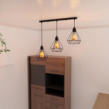 Black industrial pendant light 3 Light Way Cage Ceiling Light Fixture ~5301-2