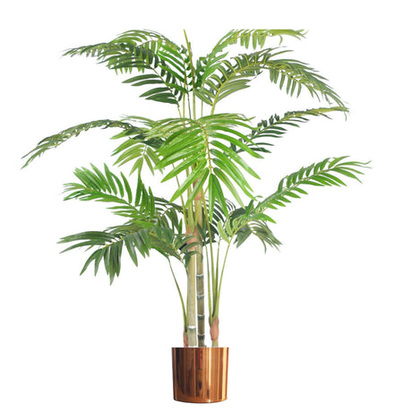 120cm (4ft) Premium Artificial Areca Palm with pot with Copper Metal Planter-0