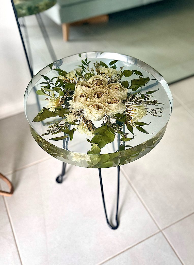 Wedding Bouquet Preservation - Resin Side Table-0