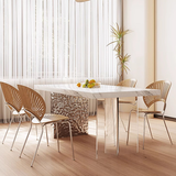 Madison Creamy Dining Table, Sintered Stone & Acrylic