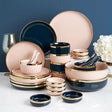 8 Piece Dinner Set, Pink And Dark Blue | Weilai Concept