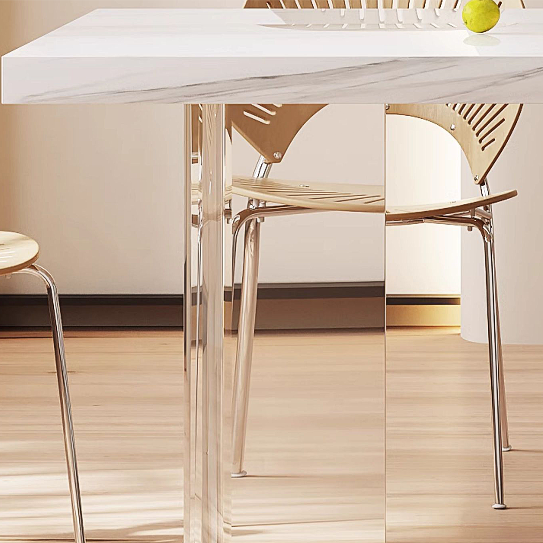 Madison Creamy Dining Table, Sintered Stone & Acrylic