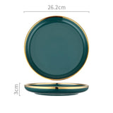 9 Piece Dinner Set, Green And Gold | Weilai Concept