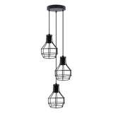 Industrial 3 Light Metal Cage Shade Hanging Pendant Light ~ 5125-3