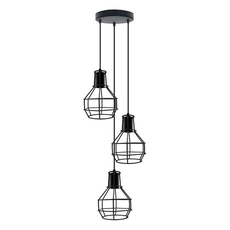 Industrial 3 Light Metal Cage Shade Hanging Pendant Light ~ 5125-3