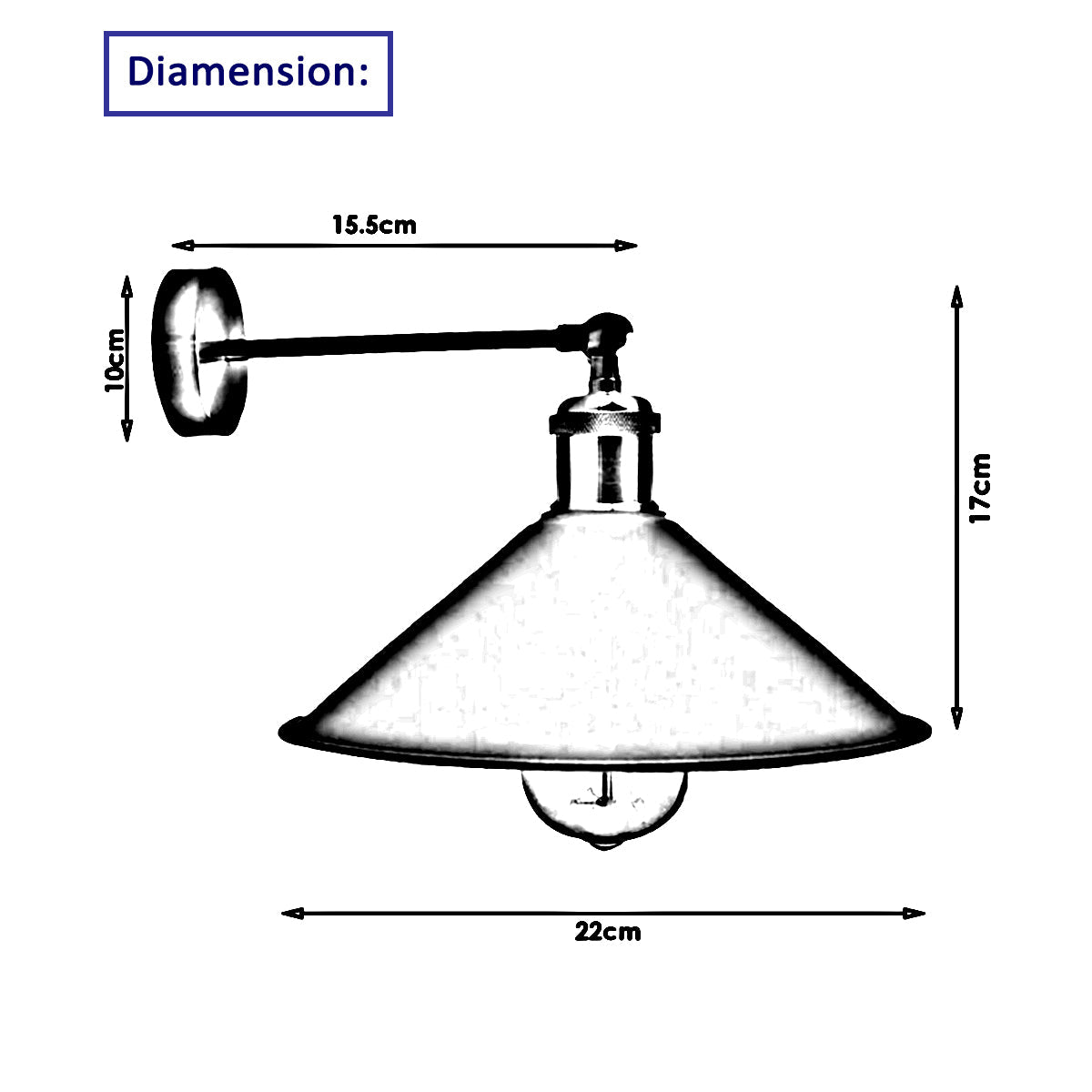 Industrial Black Colour Wall Lamp Retro Light Vintage Wall Sconce Lights~2311-1