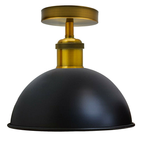 Black Vintage Retro Flush Mount Ceiling Light Rustic Color Metal Lampshade~1790-0