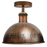 Brushed Copper Vintage Retro Flush Mount Ceiling Light Rustic Color Metal Lampshade~1785-0