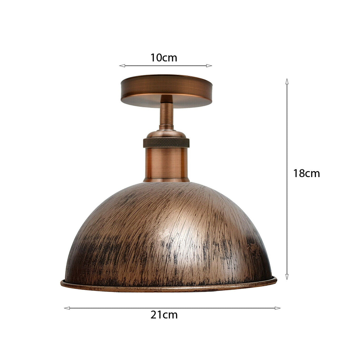 Brushed Copper Vintage Retro Flush Mount Ceiling Light Rustic Color Metal Lampshade~1785-1