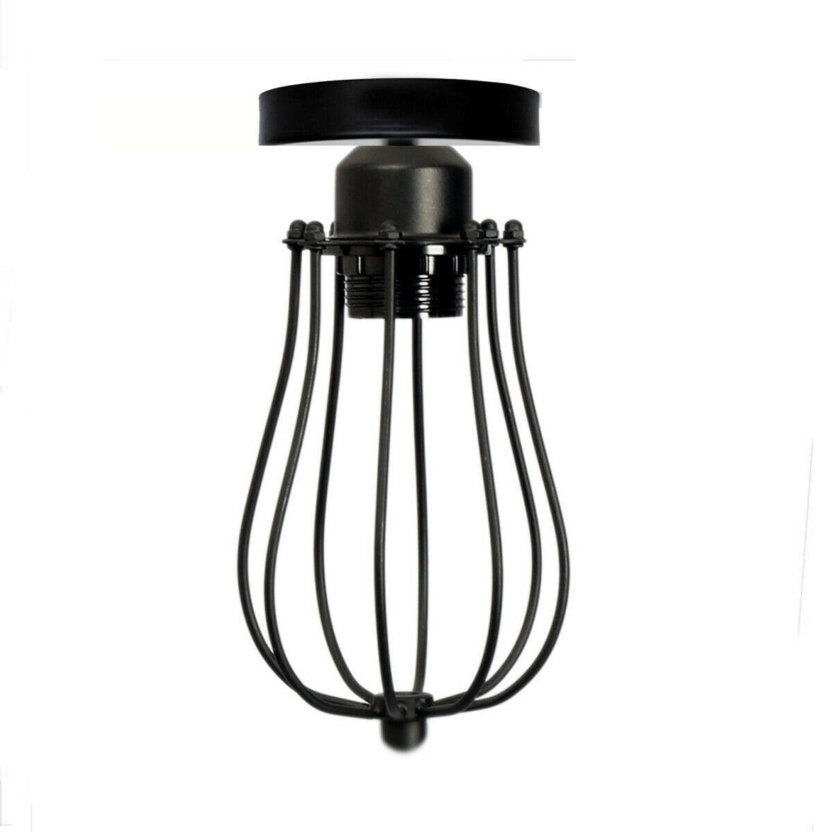 Vintage Hallway Ceiling Light, Black Semi-Flush Mount Basket Cage Bedroom Living Room~2142-5