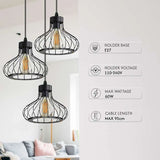 Black Industrial Cage Ceiling Pendant Lighting For Kitchen Island Loft Restaurant ~ 5140-4