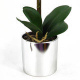 46cm Artificial Orchid White with Silver Pot-2