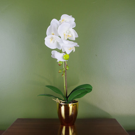 46cm Artificial Orchid Dark White / Silver-0