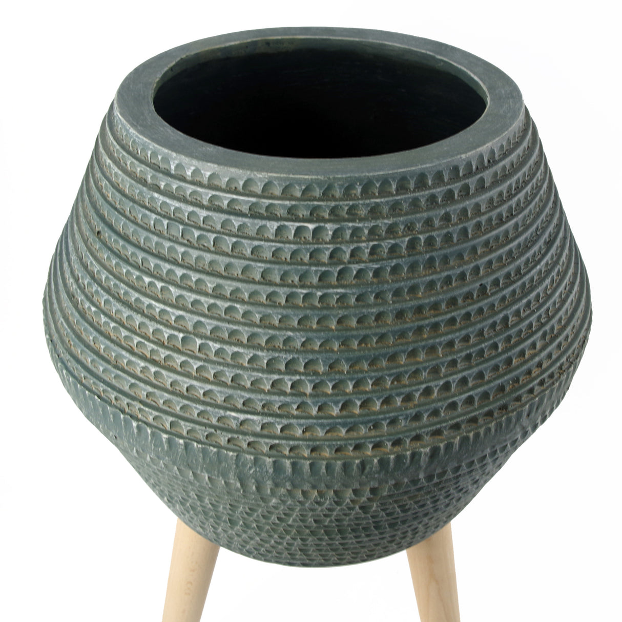 Large Composite Blue Grey Planter with Stand-3