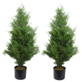 90cm Pair of Artificial Cypress Topiary Trees-0