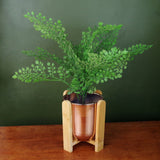 Gold Ceramic Planter Bamboo Stand Plant Pot-1