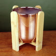 Gold Ceramic Planter Bamboo Stand Plant Pot-0