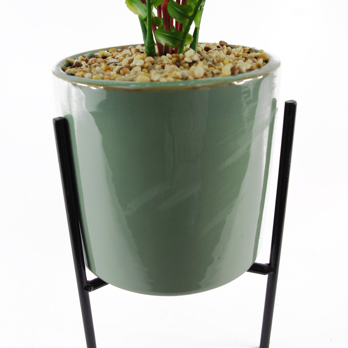 40cm Artificial Fern with Ceramic Planter & Stand-3