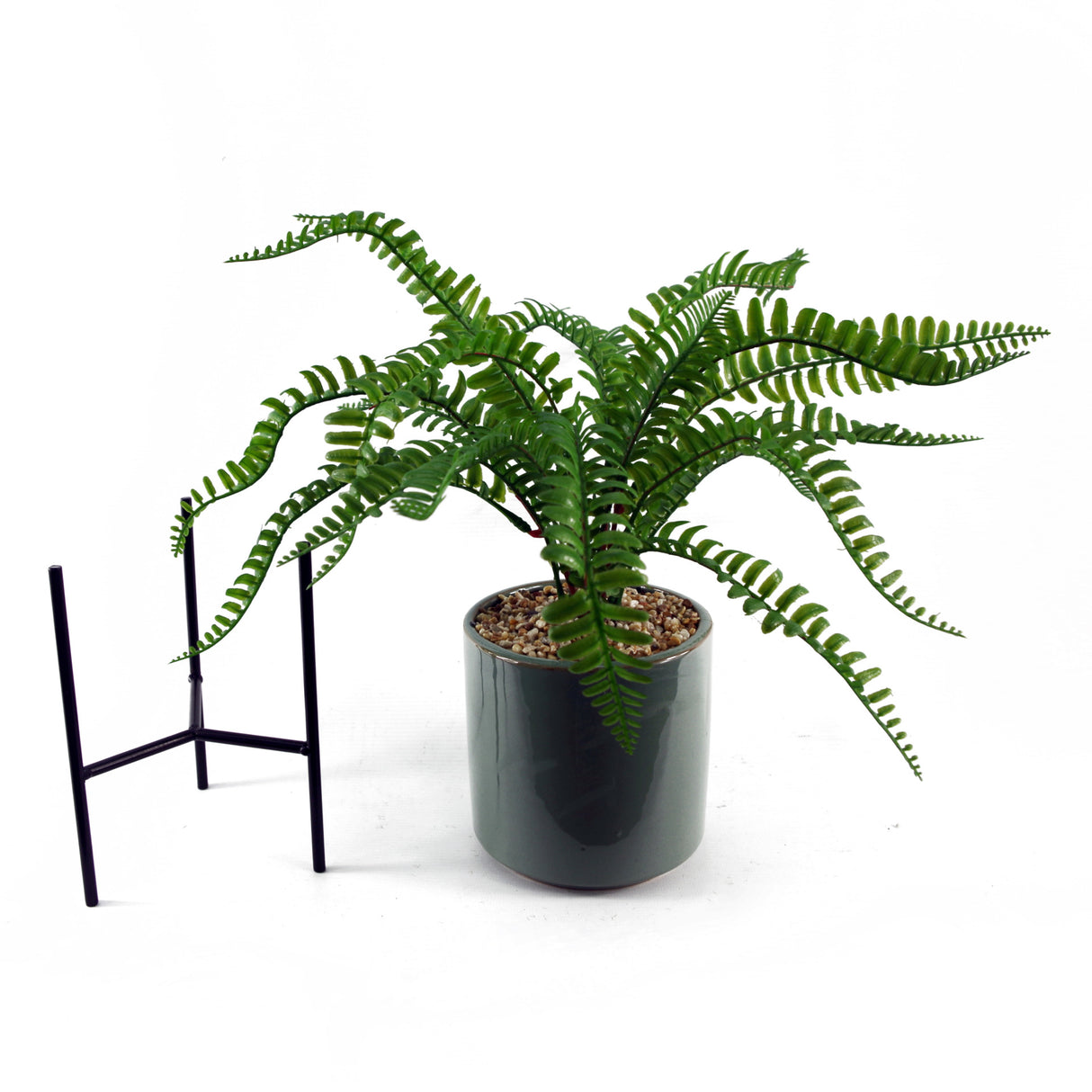 40cm Artificial Fern with Ceramic Planter & Stand-5