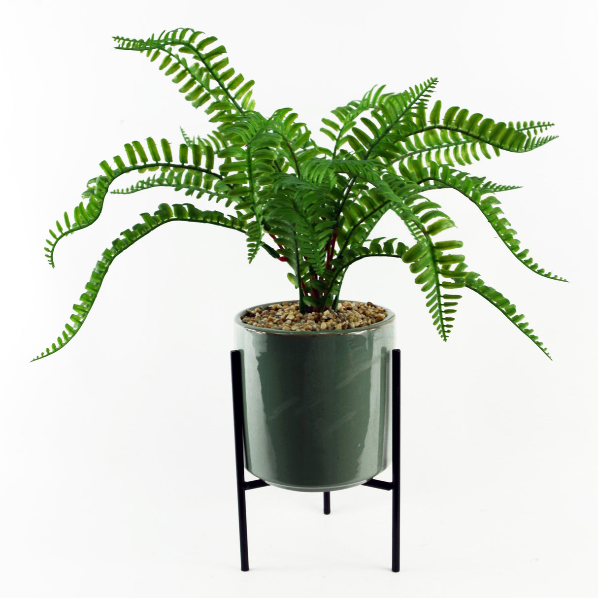 40cm Artificial Fern with Ceramic Planter & Stand-0