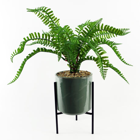 40cm Artificial Fern with Ceramic Planter & Stand-0