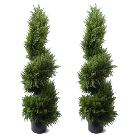 120cm Pair of Spiral Cypress Artificial Tree UV Resistant Outdoor-0