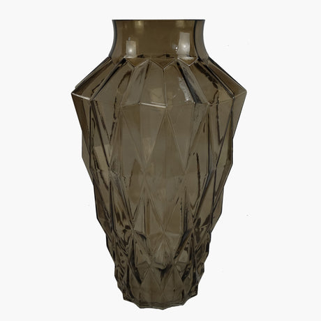 30cm Brown Geometric Glass Vase-0