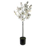 140cm Magnolia Artificial Tree White Potted-0