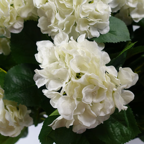 70cm Artificial White Bush Hydrangea Plant Potted-1