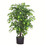 90cm Artificial Ficus Tree / Plant - Silver Metal Planter-3