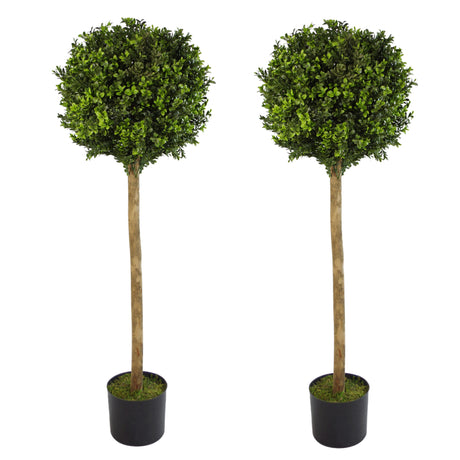 120cm Pair of 4ft Artificial Boxwood Buxus Ball Topiary Tree-0