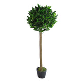 Pair of 120cm (4ft) Plain Stem Artificial Topiary Bay Laurel Ball Trees-3