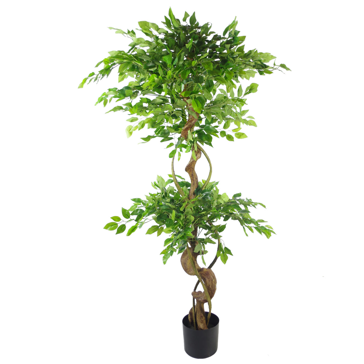 150cm Twisted Trunk Artificial Japanese Fruticosa Ficus Tree Black Planter-4