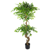 150cm Twisted Trunk Artificial Japanese Fruticosa Ficus Tree Black Planter-4